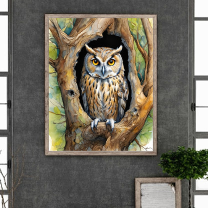 Owl - Full Round Drill Diamond Painting 40*40CM