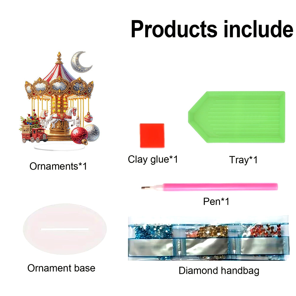 2D Flat Xmas DIY Desktop Diamond Art Kits Diamond Painting Desktop Ornaments Kit