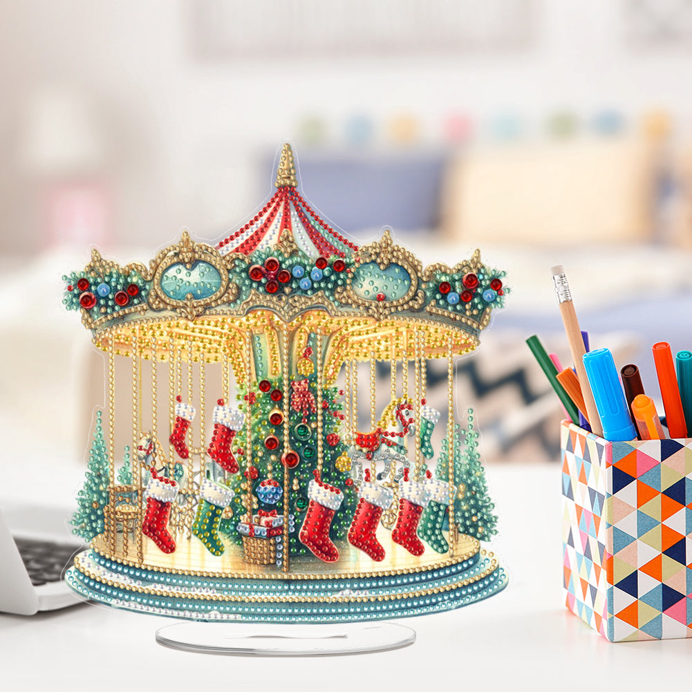 2D Flat Xmas DIY Desktop Diamond Art Kits Diamond Painting Desktop Ornaments Kit