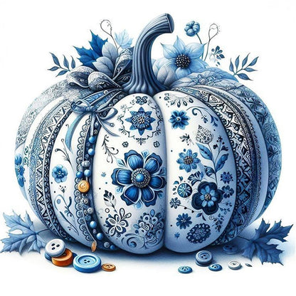Blue And White Porcelain Pumpkin - 14CT Stamped Cross Stitch 40*40CM