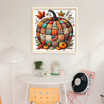 Colorful Splicing Pumpkin - 14CT Stamped Cross Stitch 40*40CM