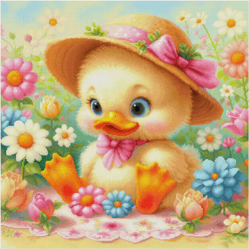 Little Yellow Duck - 14CT Stamped Cross Stitch 60*60CM£¨Egyptian cotton£©£¨Spring£©