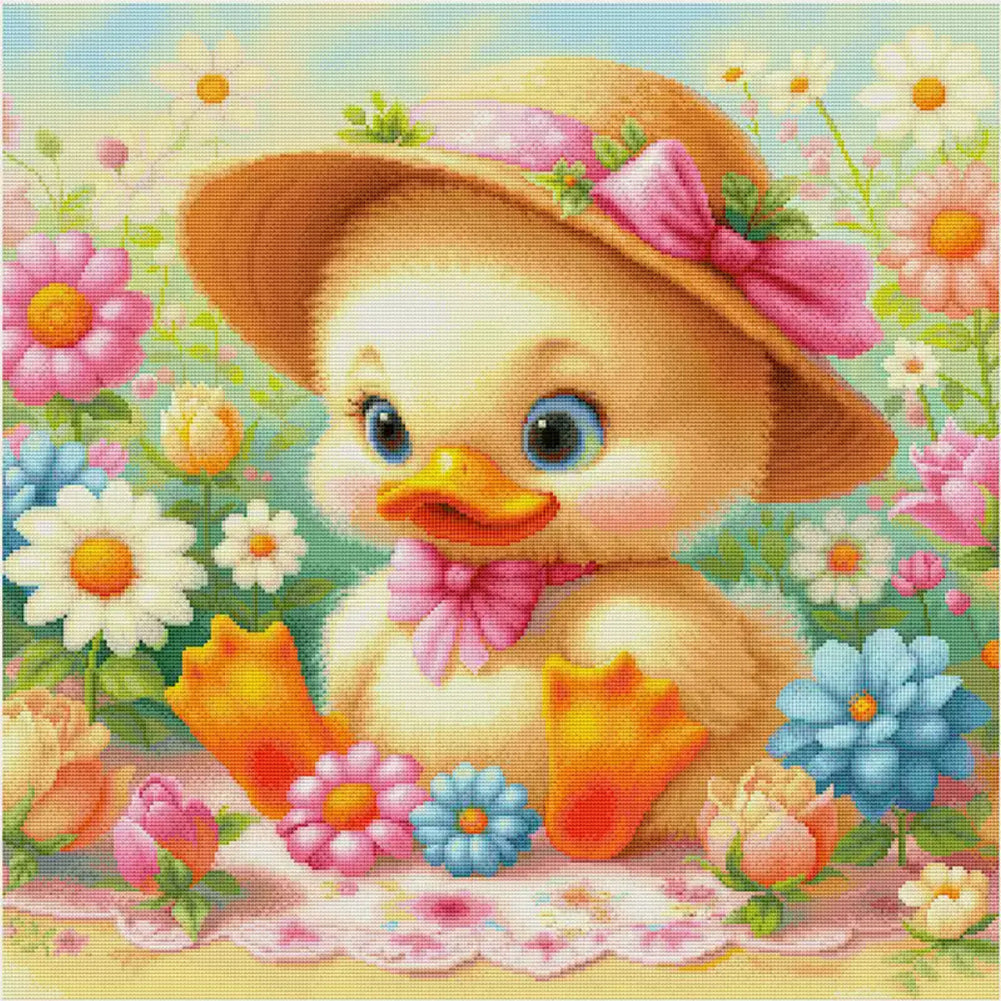 Little Yellow Duck - 14CT Stamped Cross Stitch 60*60CM£¨Egyptian cotton£©£¨Spring£©