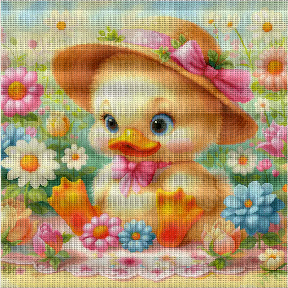 Little Yellow Duck - 14CT Stamped Cross Stitch 60*60CM£¨Egyptian cotton£©£¨Spring£©