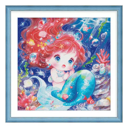 Mermaid Princess - 14CT Stamped Cross Stitch 65*65CM£¨Egyptian cotton£©£¨Spring£©
