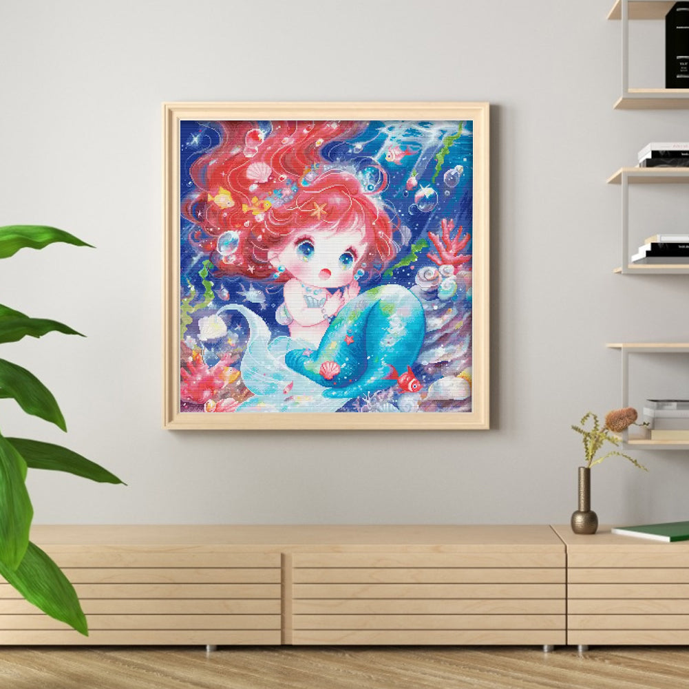 Mermaid Princess - 14CT Stamped Cross Stitch 65*65CM£¨Egyptian cotton£©£¨Spring£©