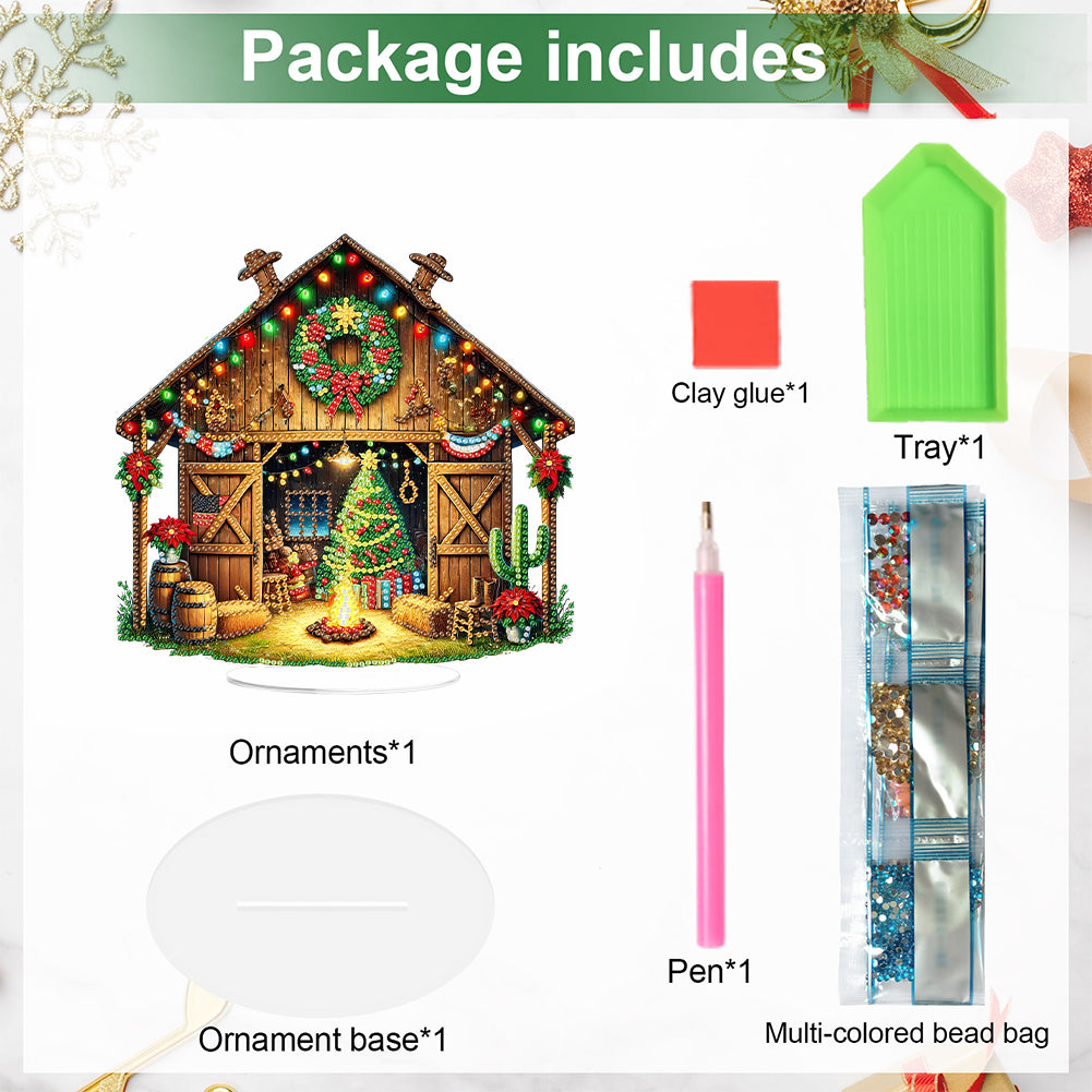 2D Flat Xmas DIY Desktop Diamond Art Kits Diamond Painting Desktop Ornaments Kit