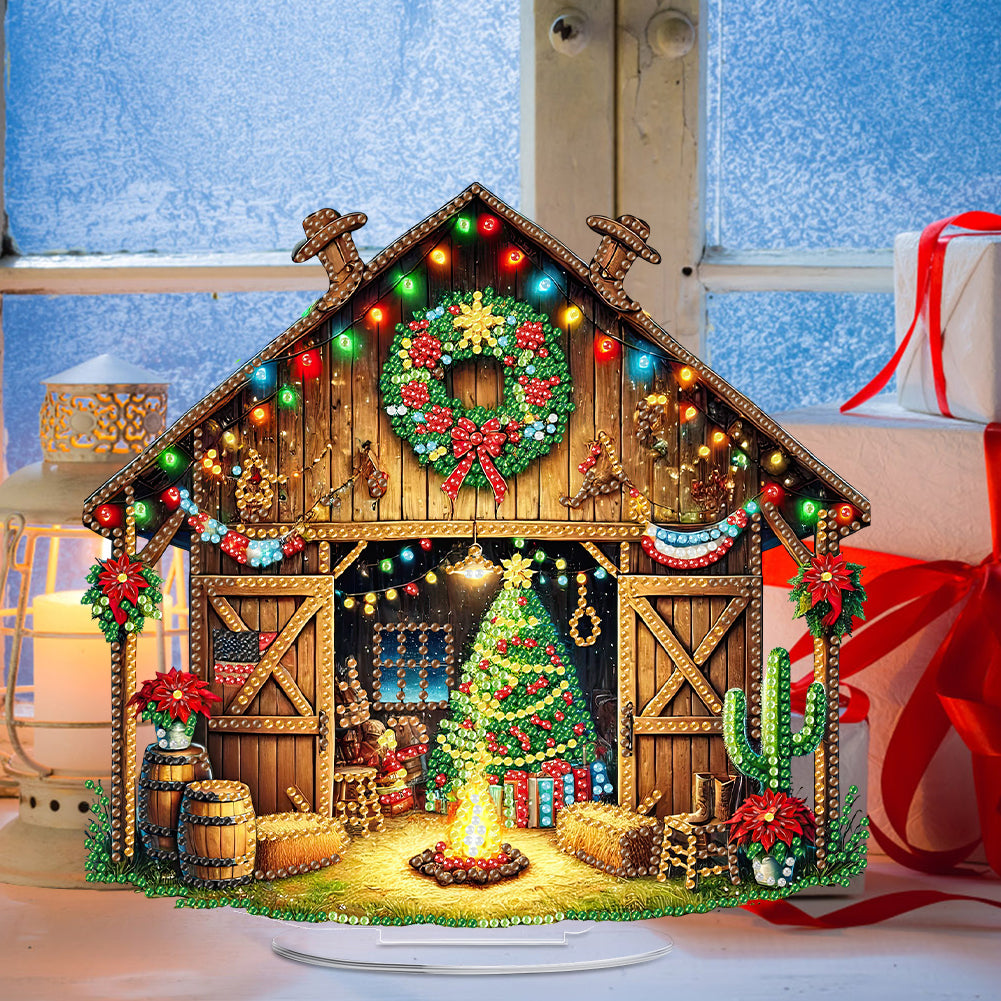 2D Flat Xmas DIY Desktop Diamond Art Kits Diamond Painting Desktop Ornaments Kit