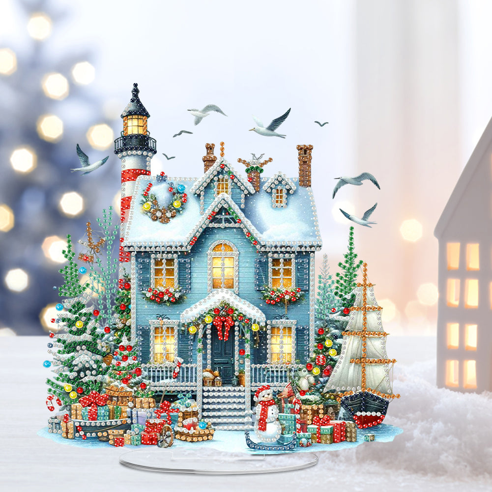 2D Flat Xmas DIY Desktop Diamond Art Kits Diamond Painting Desktop Ornaments Kit
