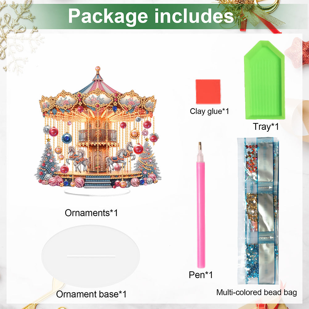 2D Flat Xmas DIY Desktop Diamond Art Kits Diamond Painting Desktop Ornaments Kit