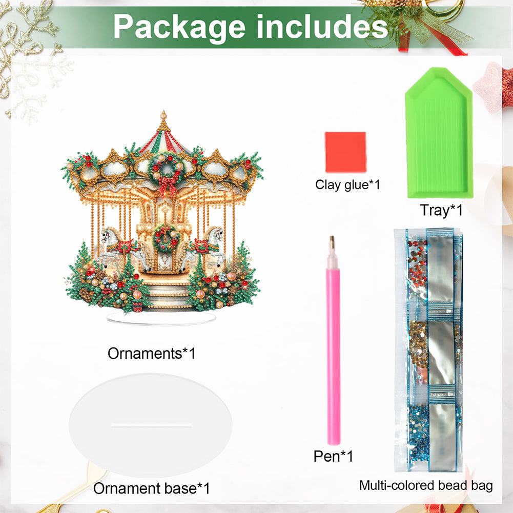 2D Flat Xmas DIY Desktop Diamond Art Kits Diamond Painting Desktop Ornaments Kit