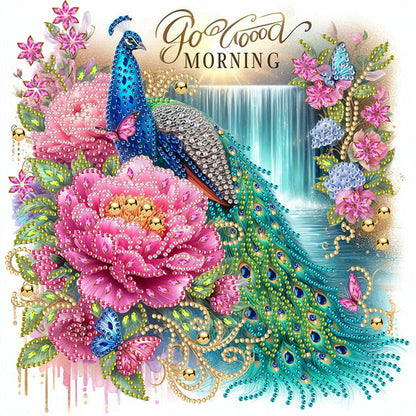 Peacock And Flower - Special Shaped Drill Diamond Painting 30*30CM