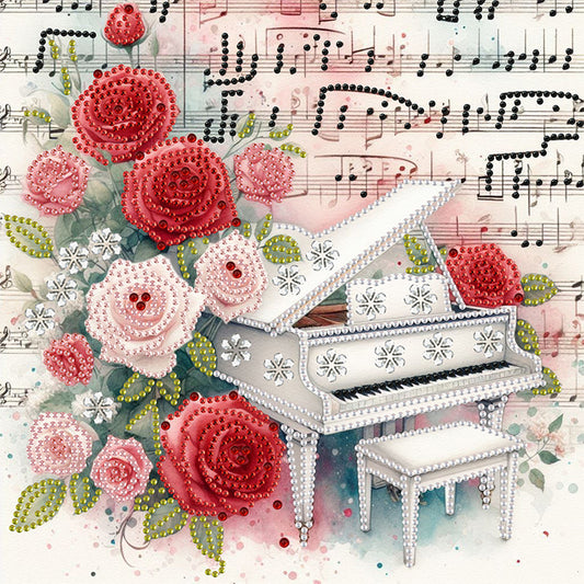 Piano And Rose - Special Shaped Drill Diamond Painting 30*30CM