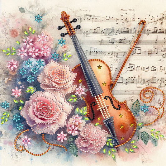 Violin And Rose - Special Shaped Drill Diamond Painting 30*30CM