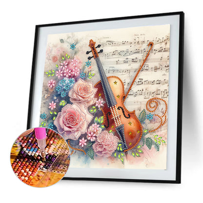Violin And Rose - Special Shaped Drill Diamond Painting 30*30CM