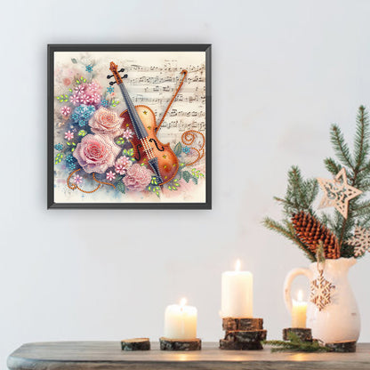 Violin And Rose - Special Shaped Drill Diamond Painting 30*30CM