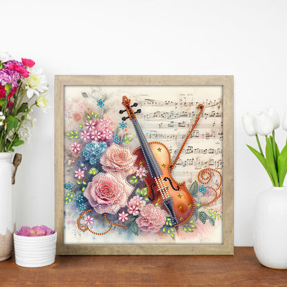 Violin And Rose - Special Shaped Drill Diamond Painting 30*30CM