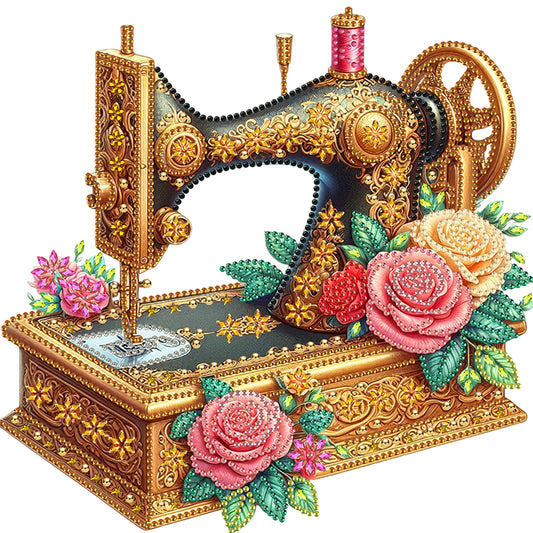 Sewing Machine And Rose - Special Shaped Drill Diamond Painting 30*30CM