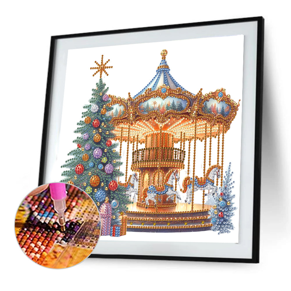 Christmas Tree And Carousel - Special Shaped Drill Diamond Painting 30*30CM