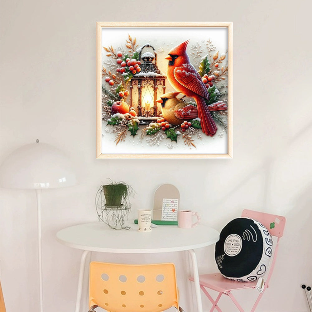 Christmas Cardinal And Lights - 11CT Stamped Cross Stitch 45*45CM