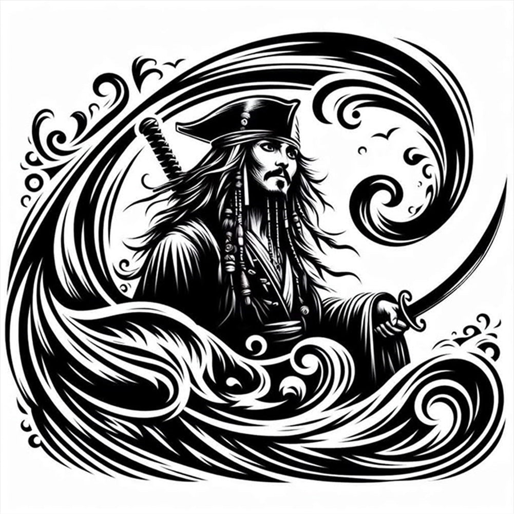 Silhouette Pirate Ship Captain - 11CT Stamped Cross Stitch 40*40CM