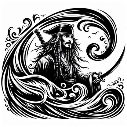 Silhouette Pirate Ship Captain - 11CT Stamped Cross Stitch 40*40CM