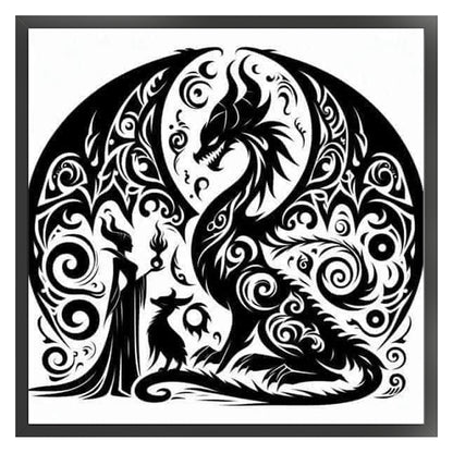 Silhouette Dragon And Witch - 11CT Stamped Cross Stitch 40*40CM