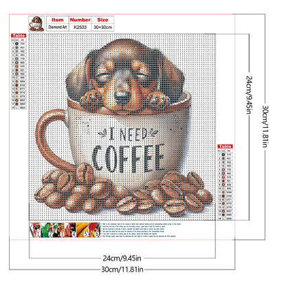 Coffee Puppy - Full Round Drill Diamond Painting 30*30CM
