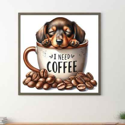 Coffee Puppy - Full Round Drill Diamond Painting 30*30CM