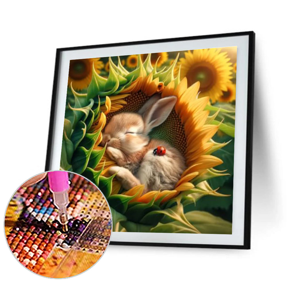 Sunflower Bunny - Full Round Drill Diamond Painting 40*40CM