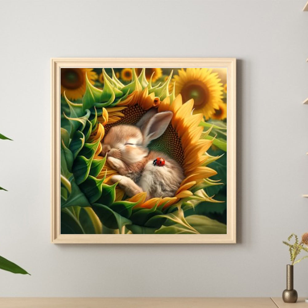 Sunflower Bunny - Full Round Drill Diamond Painting 40*40CM