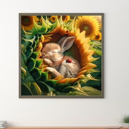 Sunflower Bunny - Full Round Drill Diamond Painting 40*40CM