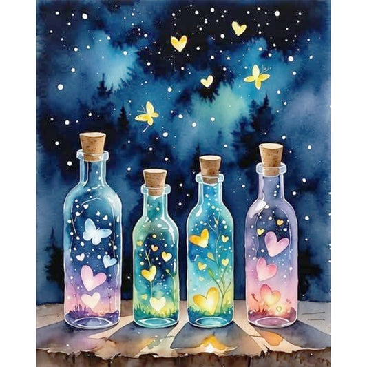Colored Glass Bottle - 11CT Stamped Cross Stitch 40*50CM