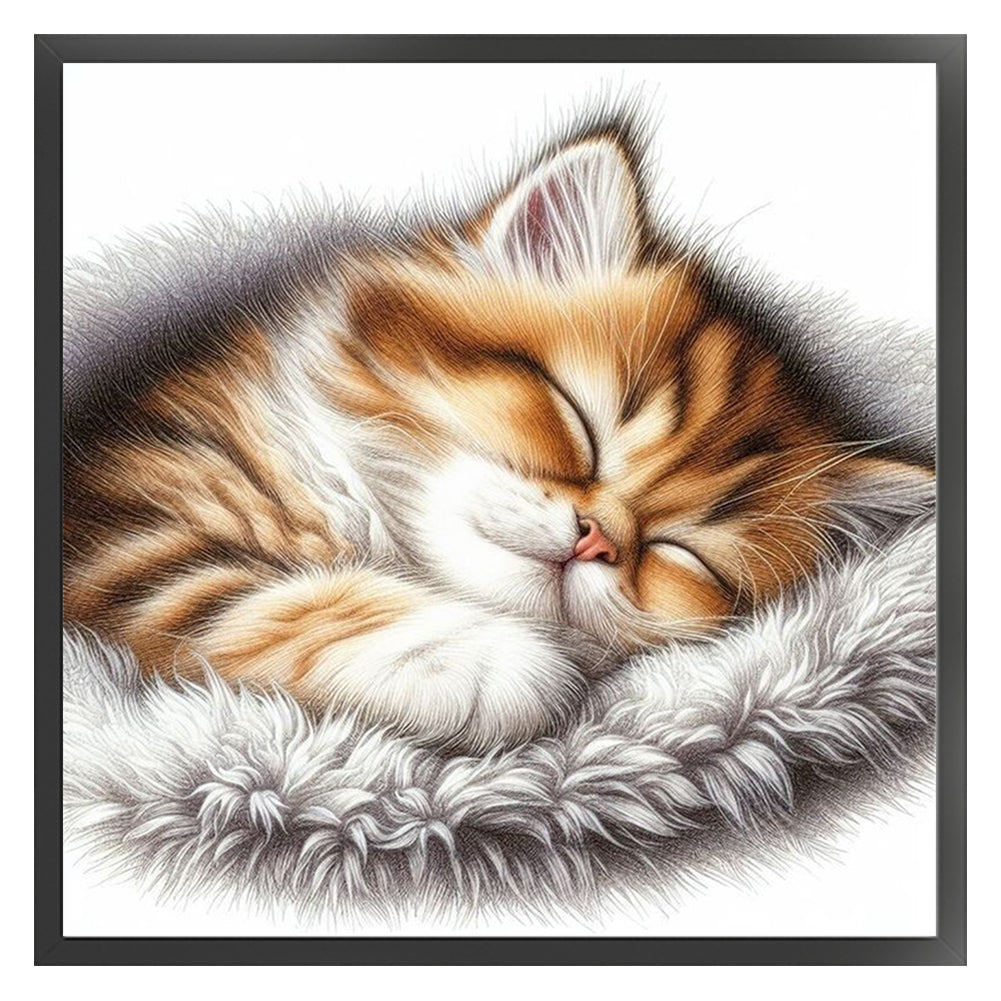 Sleeping Kitten - 11CT Stamped Cross Stitch 40*40CM