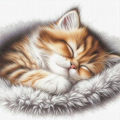 Sleeping Kitten - 11CT Stamped Cross Stitch 40*40CM