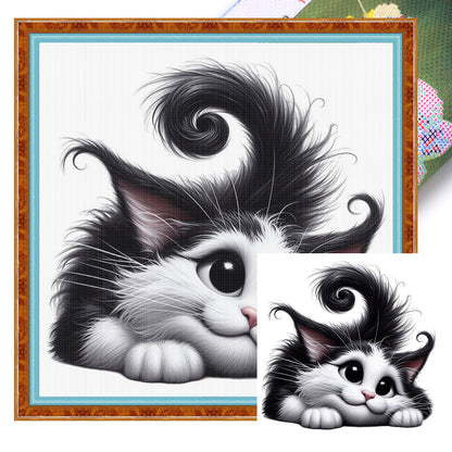 Lying Kitten - 11CT Stamped Cross Stitch 40*40CM
