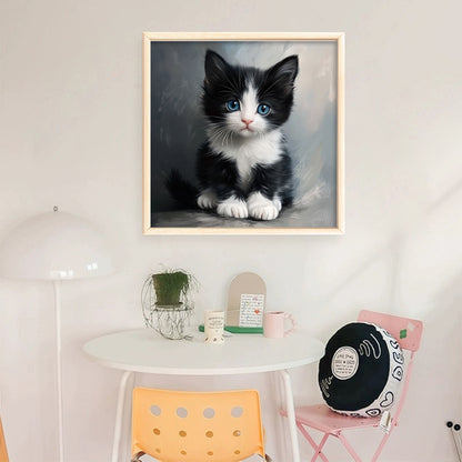 Black And White Kitten - 11CT Stamped Cross Stitch 40*40CM