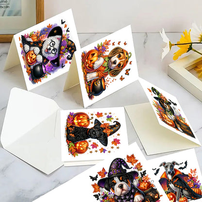 6PCS DIY Diamond Art Greeting Cards Halloween Designs for Halloween and Holidays