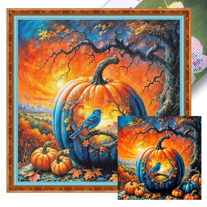 Pumpkin Silhouette Crow - 11CT Stamped Cross Stitch 40*40CM