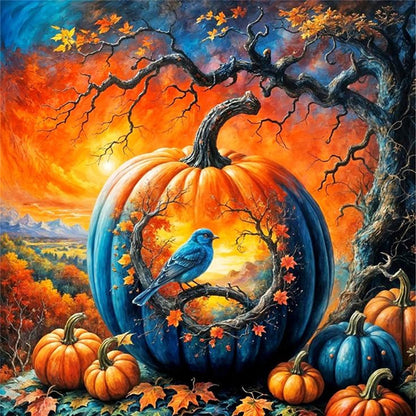 Pumpkin Silhouette Crow - 11CT Stamped Cross Stitch 40*40CM