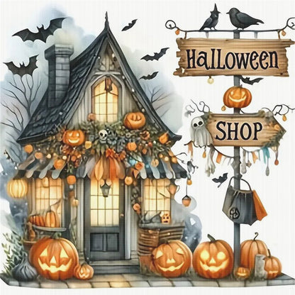 Halloween Hut - 11CT Stamped Cross Stitch 40*40CM