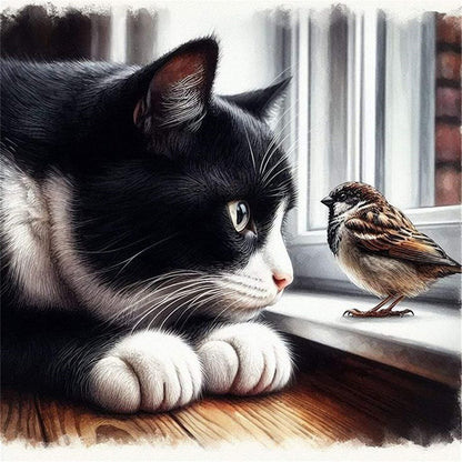 Kittens And Sparrows - 11CT Stamped Cross Stitch 40*40CM