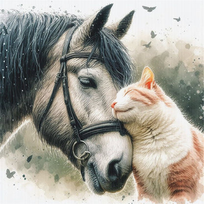 Horses And Cats - 11CT Stamped Cross Stitch 40*40CM