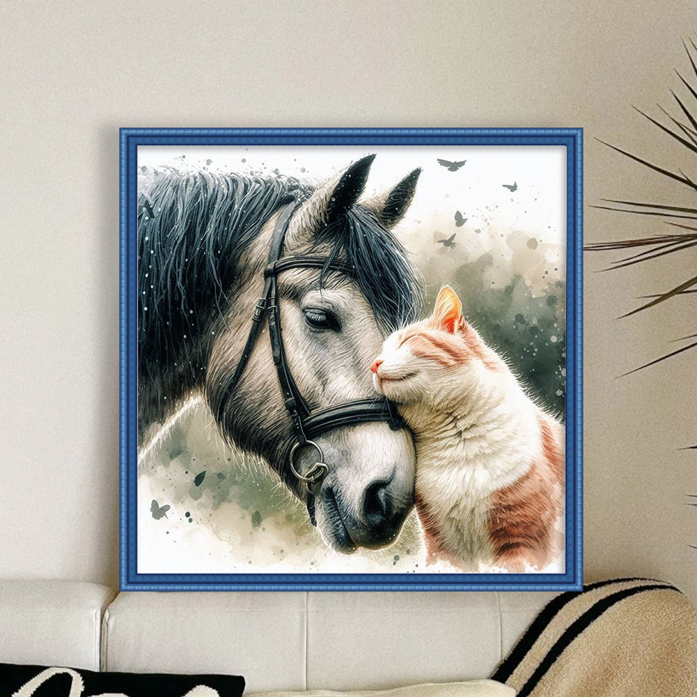 Horses And Cats - 11CT Stamped Cross Stitch 40*40CM
