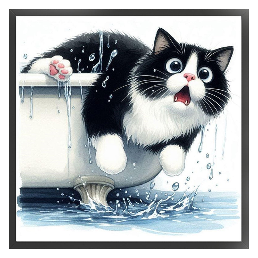 Cat In The Bathtub - 11CT Stamped Cross Stitch 40*40CM
