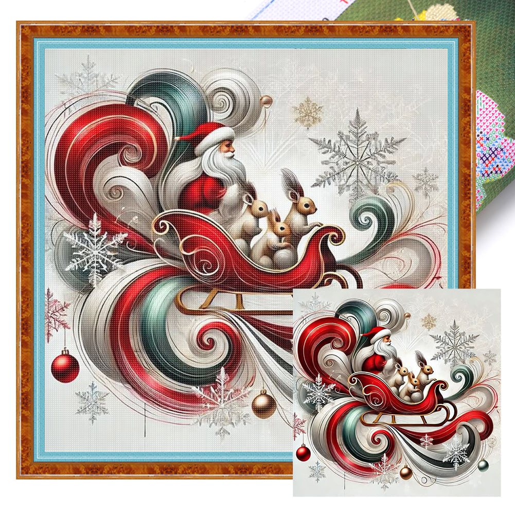 Santa Claus And Squirrel - 11CT Stamped Cross Stitch 40*40CM