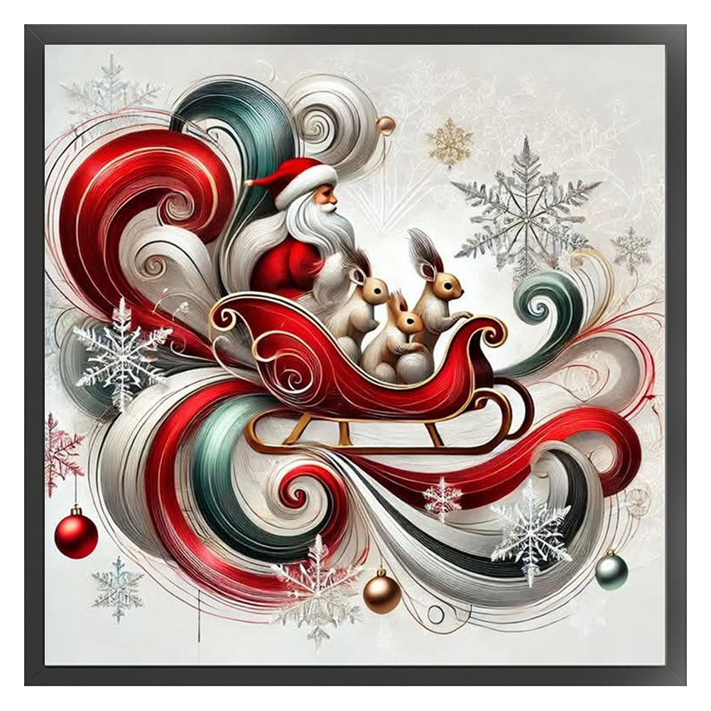 Santa Claus And Squirrel - 11CT Stamped Cross Stitch 40*40CM