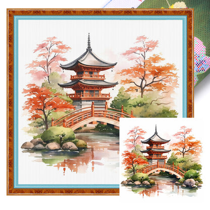 Pavilions And Towers - 11CT Stamped Cross Stitch 40*40CM