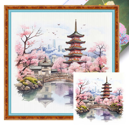 Pavilions And Towers - 11CT Stamped Cross Stitch 40*40CM