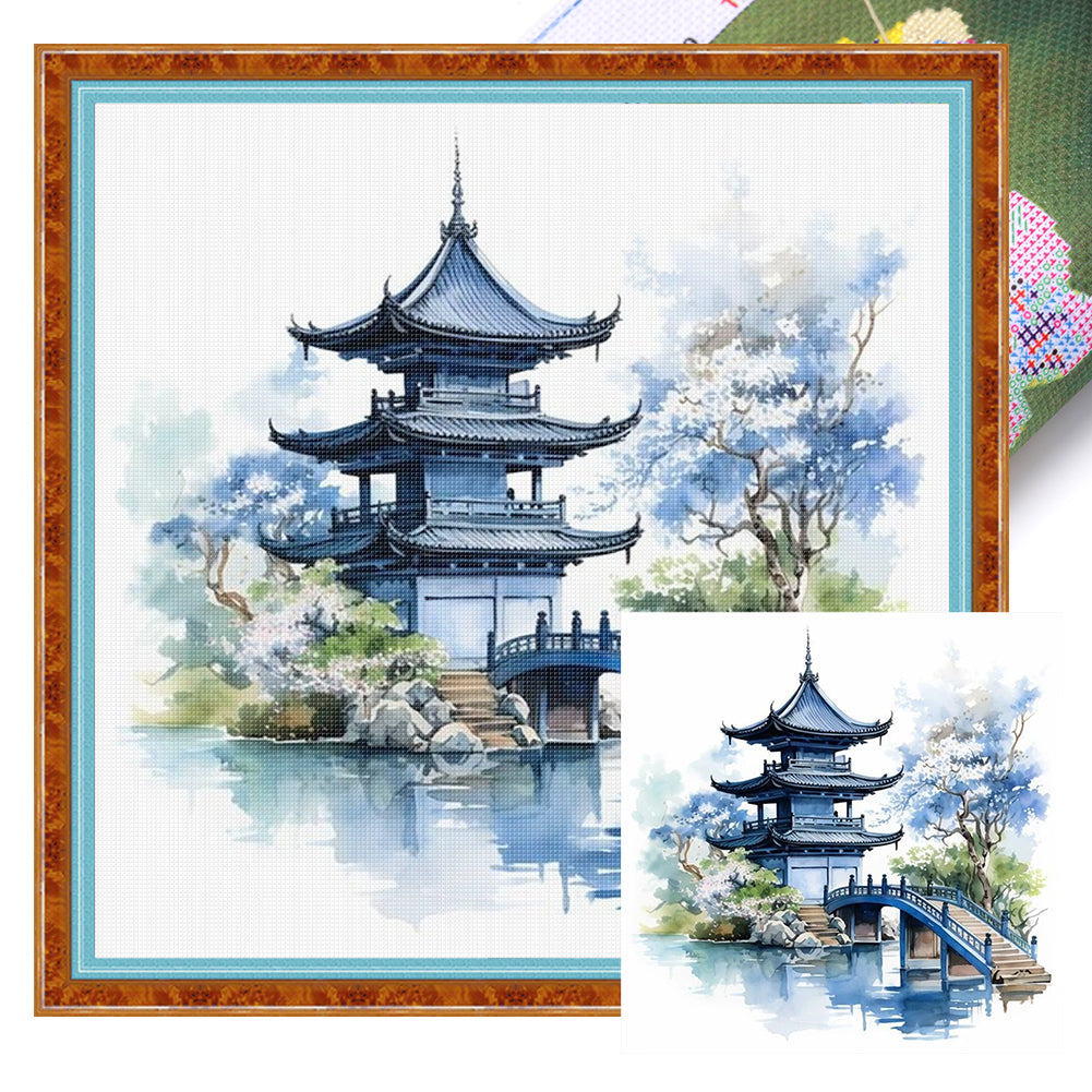 Pavilions And Towers - 11CT Stamped Cross Stitch 40*40CM